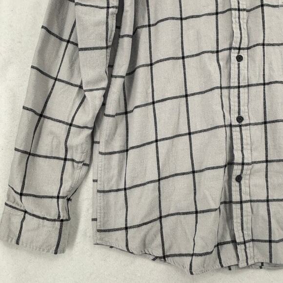 Foundry Signature Flannel Shirt Size LT Gray Plaid Cotton Classic Fit Button Up - Picture 5 of 11